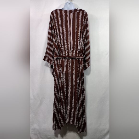 NWT City Chic Stripped Casablanca Dress Women's XL Brown White Boho Retro 90s - Picture 6 of 14